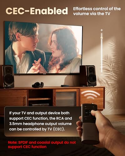 Image of HDMI ARC Audio Extractor 192KHz with Power Adapter, HDMI ARC Adapter to Optical TOSLINK SPDIF, Coaxial, RCA L /R & 3.5mm Stereo Audio Converter Splitter for HDTV, Soundbar, Amplifier