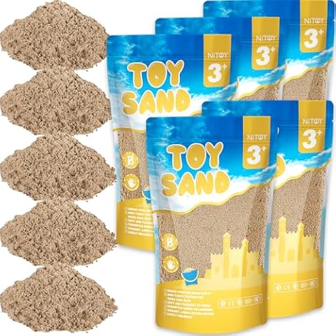 NiToy 11 lbs Moldable Self-Sticking Sand, Never Dries Out Fun for 3 Years and Up Kids Bulk Refill for Sensory Sand Box Toys, Ideal for Shaping, Squeezing, Scooping and Rolling (Dark Yellow) Cover