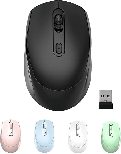 Dual Mode Wireless Rechargeable Mouse - Bluetooth 5.2 & 2.4 GHz USB, Silent click Ergonomic Design for PC, Laptop, Computer, Office, Students - Blue