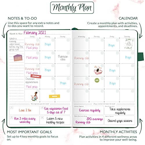 Gogirl Food Journal & Wellness Planner –– Daily Health, Diet & Fitness Diary – Lifestyle & Nutrition Journal With Meal, Exercise & Weigh Loss Trackers - A5 Size, 5.8″X8.3″, Lasts 6 Months – Forest Green #TOP3