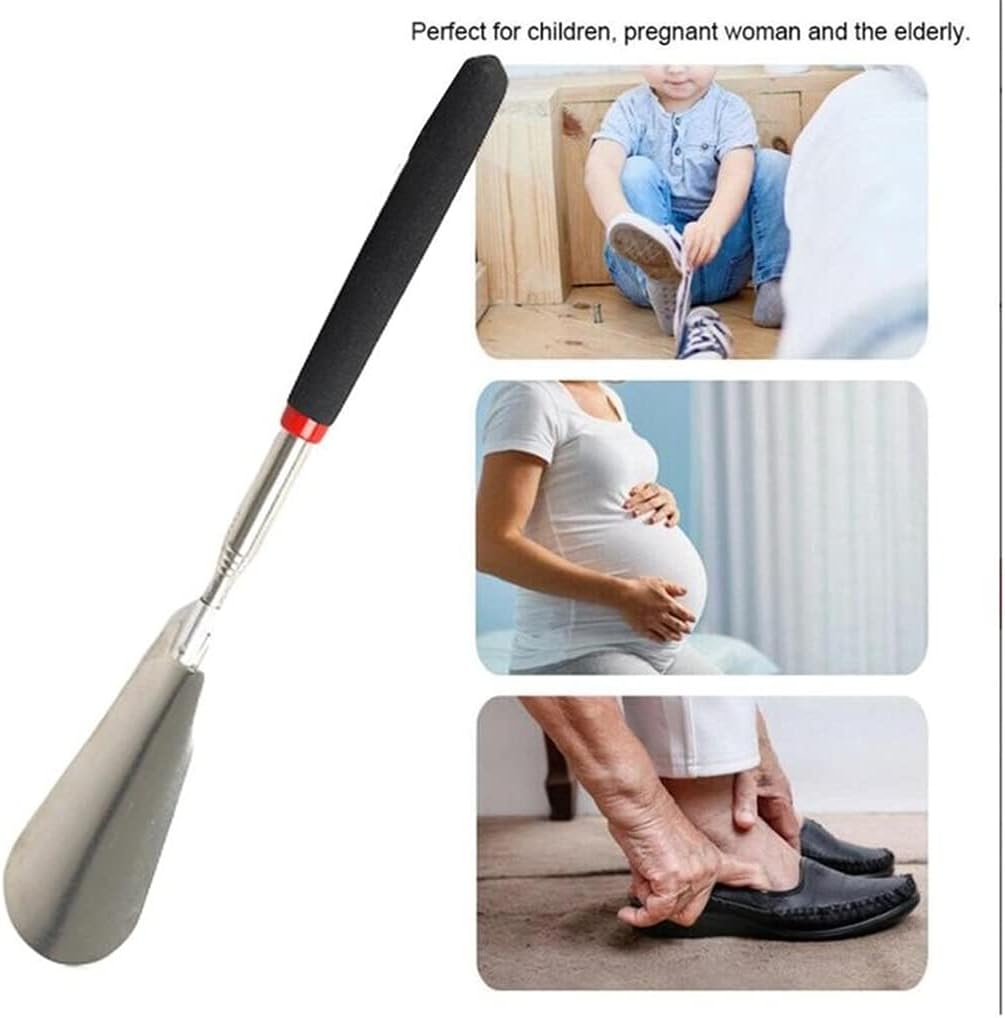 75cm Long Handle Shoe Horn Telescopic Lifter Steel Professional Spoon Tool Flexible Shoehorn