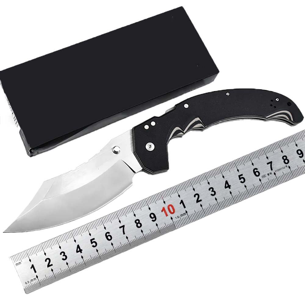 Joa Taschenmesser lang Klappmesser Recurve AUS-10A Stahl Messer Schwarz G10