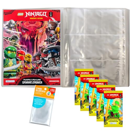 Bundle mit Lego Ninjago Serie 11 Trading Cards - 1 Leere Sammelmappe + 5 Booster + Exklusive Collect-it Hüllen