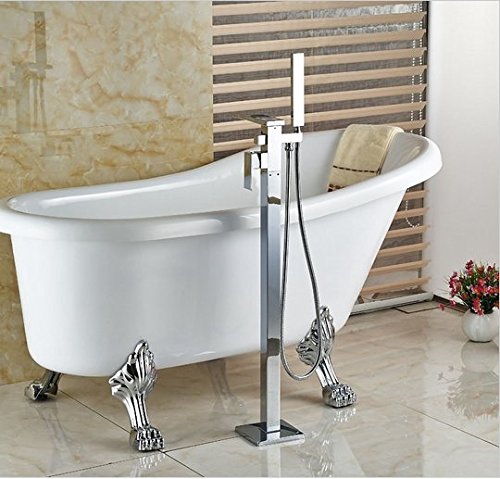 Robinet de baignoire sur pied Gowe en laiton chromé poli au design épuré