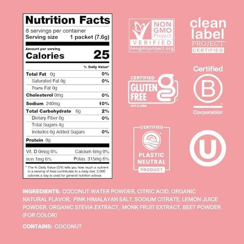 Miniatura 2 de Cure Hydration Mezcla de bebida de electrolitos a base de plantas  Sin azúcar añadido  Alivio de la deshidratación  Polvo de agua de coco  Elegible