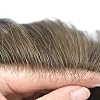 Mens Toupee Human Hair System 0.04mm-0.06mm Ultra Thin Skin Mens Hairpiece All V-looped Toupee for Men FACE MIRACLE 8 * 10#520 5# MEDIUM LIGHT BROWN+20% GREY-100% light to medium density #3