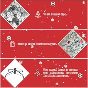 Incbruce 7ft artificial christmas tree xmas tree with 1000 branch tips flocked christmas tree with metal stable stand base for indoor and outdoor holiday decorationwhite  urban country home decor