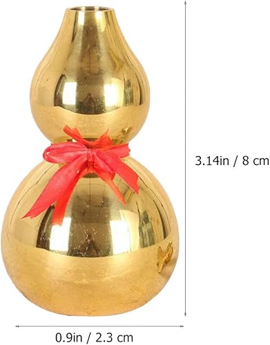 Miniatura 3 de Cucurbit de cobre Wu Lou Hu Lu - Estatua de calabaza de cobre dorado Calabash Fengshui Figura de la suerte y el tesoro coleccionable para decoración