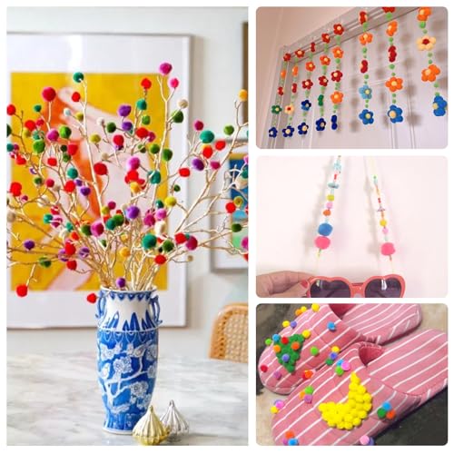 TOAOB 300pcs Craft Pompoms Loisirs Creatifs Multicolore 2cm Gros Pompons Artisanale Moelleux pour Bricolage Fournitures Décorations Couture Guirlandes Franges Projets et Artisanat – vue 6