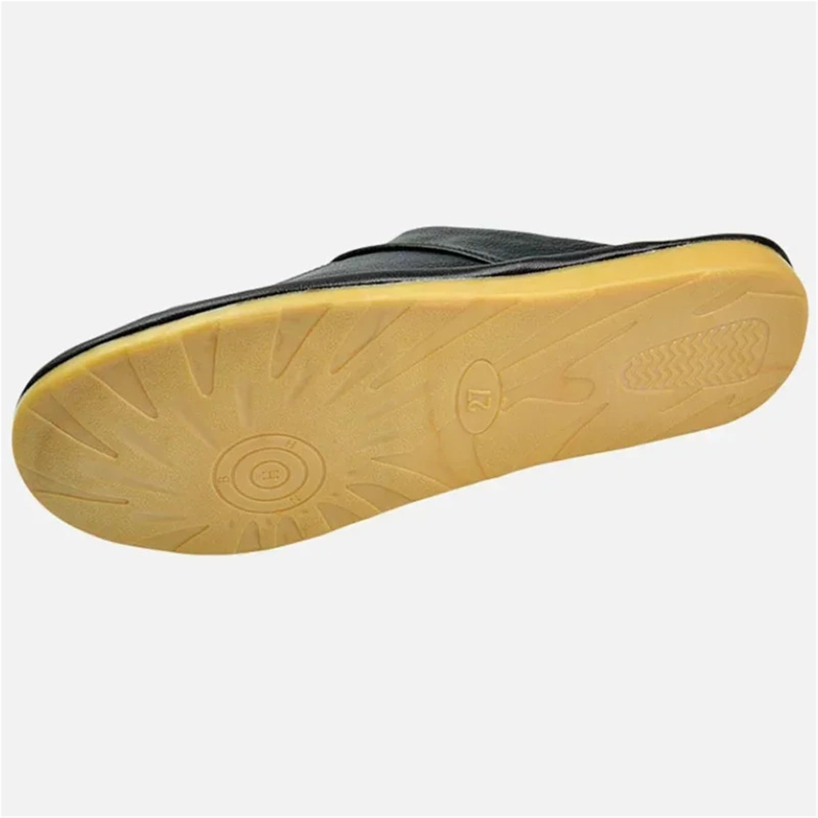 Warme Hausschuhe Herren Lederpantoffeln for Zuhause, for drinnen und draußen, Frühling, Herbst, Sommer, Herren, Damen, ältere Menschen, rutschfeste, lässige Einzel-Slides-Schuhe(505 Black,41-42)