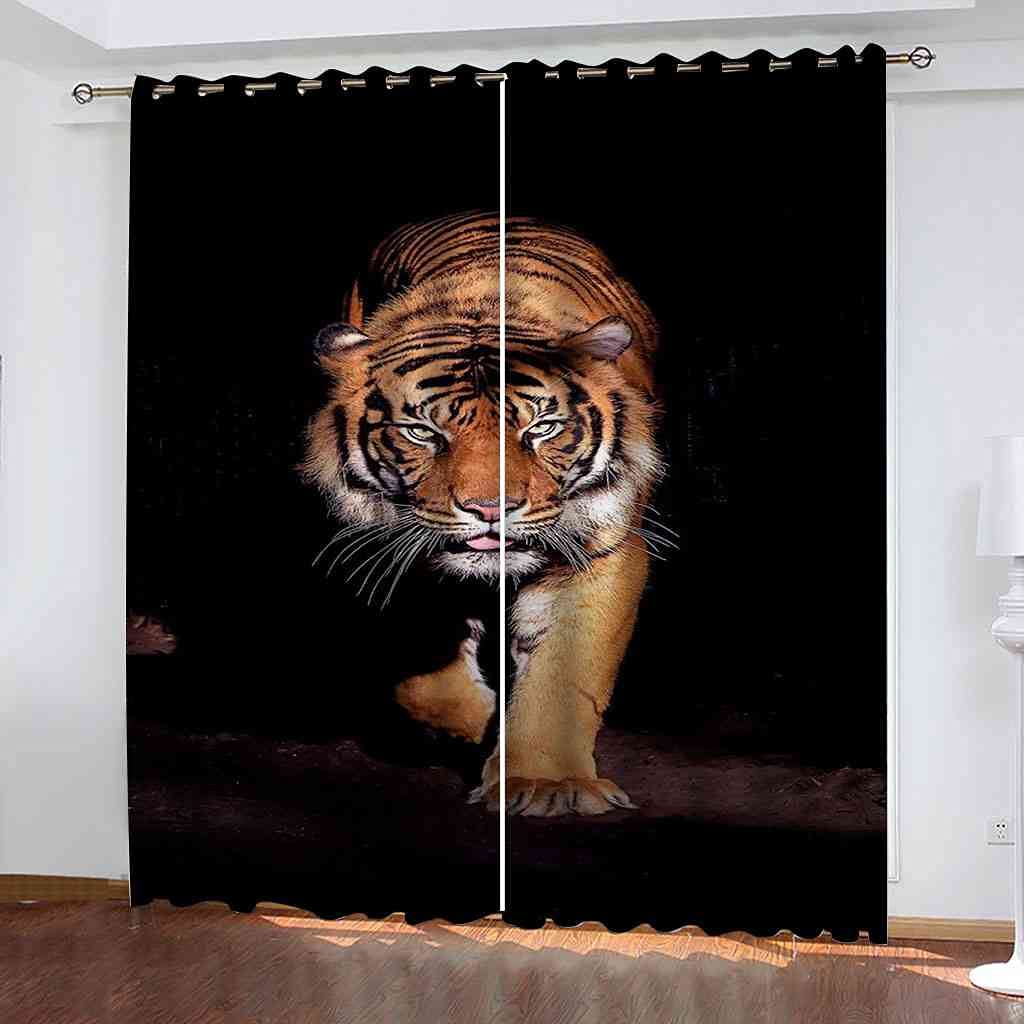 Rideau de fenêtre moderne pour salon et chambre motif animalier sauvage