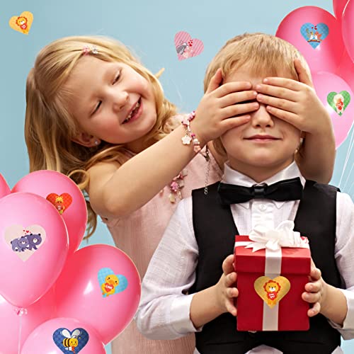 500Pcs Valentines Day Stickers For Kids, 1.5'' Heart Stickers For Envelopes, Waterproof Self Adhesive Round Roll Holiday Stickers, Anniversaries, Wedding Parties Favors Decorations Gift Supplies For Toddlers And Adults, Animals Style #TOP6