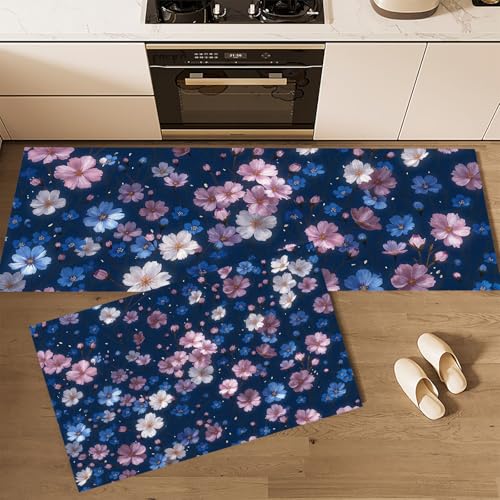 Alfombra cocina lavable romántica con estampado de cielo estrellado 4