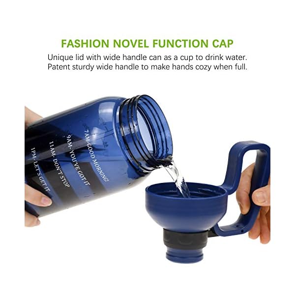 Half Gallon Water Bottle With Straw, 2l Water Bottle Motivational Water Bottle 64 Oz Water Bottle With Time Marker, Wide Mouth Water Jug for Sports Water Bottle BPA Free Leakproof, Blue Water Bottles