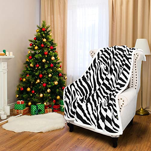 Catalonia Zebra Sherpa Fleece Throw Blanket, Cozy Fuzzy Jacquard Blanket For The Couch Bed thumb #5