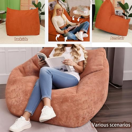 Fodera per pouf oversize per adulti e ragazzi, in morbido velluto di ciniglia, lavabile, per soggiorno e camera da letto