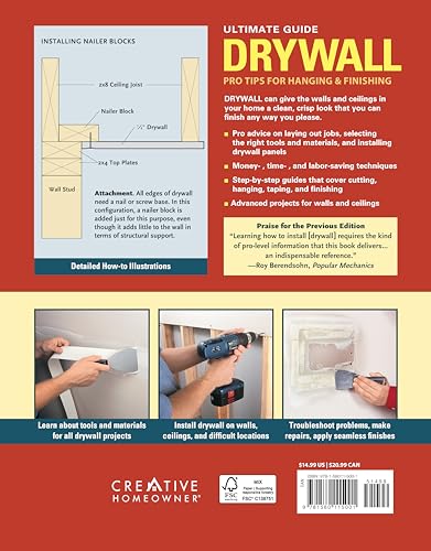 Ultimate Guide: Drywall, 3rd Edition (Creative Homeowner) Hang Drywall On Walls and Ceilings Like a Pro, Learn Taping Secrets for Seamless Joints, Apply Finishes and Make Drywall Repairs - Image 2