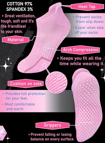 RATIVE Anti Slip Non Skid Barre Yoga Hospital Pilates Socks with Grips for Women Men3