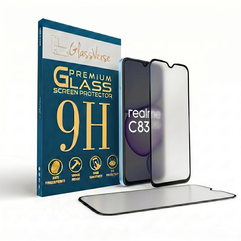Image of GlassVerse D+ Matte Tempered Glass With 18H Hardness For Realme C83 5G (PACK OF 1) with Free Installation Kit. Full screen Coverage - 6.8 inch