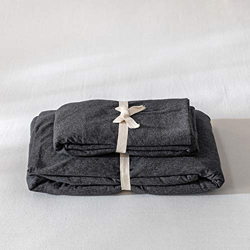 Doneus 100% Jersey Knit Sheet Set Solid Dark Gray Fitted Sheet Queen Size 3 Piece With 2 Pillowcases, Ultra Soft Breathable Fitted Bottom Sheet With 15" Deep Pocket Bed Sheet #TOP6