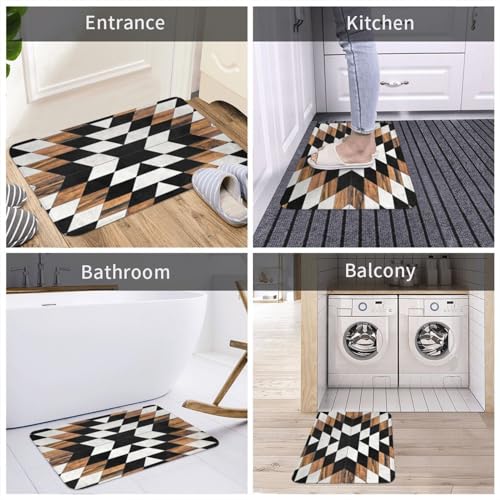 Poream Tribal Aztec Western Wooden Bathroom Rug Mat Bath Mats For Bathroom Non Slip Floor Carpet For Kitchen Laundry Living Room Outdoor Decoration thumb #5