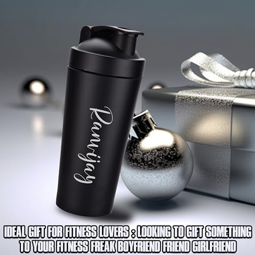 Image of Savri Customized Stainless Steel Gym Shaker Bottle - Name Engraved, Leakproof, BPA-Free Protein Shaker for Supplements, Water & Fitness. Personalized Shaker for Gym | Pre Workout Steel Shaker - 750 ML