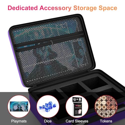 Image of Proijeut Card Deck Box with Portable Case, 6 Pack Clear Commander Deck Box with 6 Dividers, Holds 600+ Double Sleeved Cards, Fit for MTG, YuGiOh, TCG (Purple)