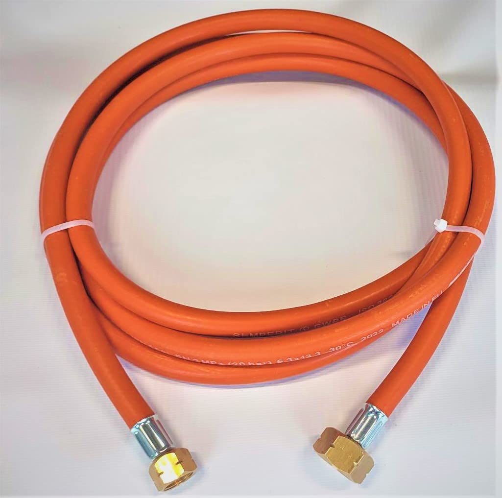 Propan Butan Gasschlauch 500cm (5m) | 20 bar | Ø9mm | DN5 3/8" - 21.8" Zoll LKS Anschluß mit Schnellkupplung | bis -30°C | Propangasschlauch | Gas Hose für Camping, Gasgrillgeräte