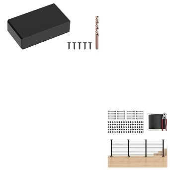 Handrail Extension Connector and 36" Cable Railing Post Kits, Flat Top Cable Post System Includes 4Pack Updated 35" Level Drilled Posts, 1/8" Black Wire Rope with Cutter, Cable Railing System