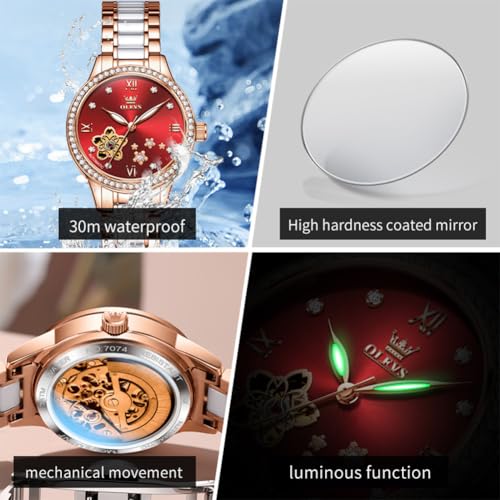 Image of OLEVS Women Watch Multifunctional Two Tone Watch Fashion Business Analog Quartz Ladies Watch Stainless Steel Waterproof Diamond Watch for Women