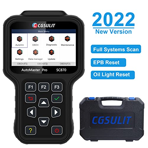 ABS Code Reader, CGSULIT SC870 Full Systems OBD2 Scanner Diagnostic and Reset Tool, Engine ABS SRS(Airbag) Transmission TPMS EPB ESP PDF Scan Tool, Special EPB Reset and Oil Light Reset Service