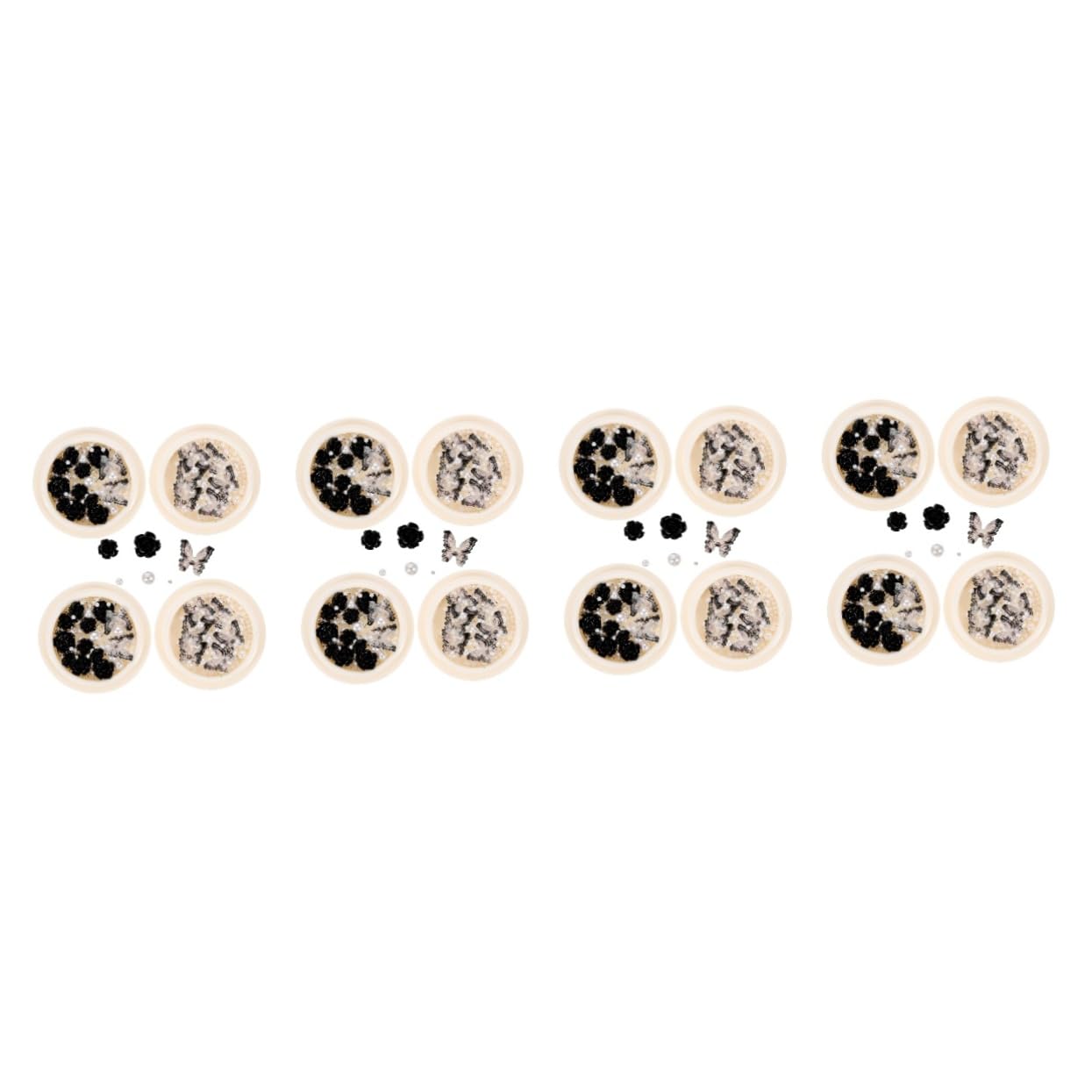 Fournitures de nail art Healvian avec boîte de charms camélia noir et perles