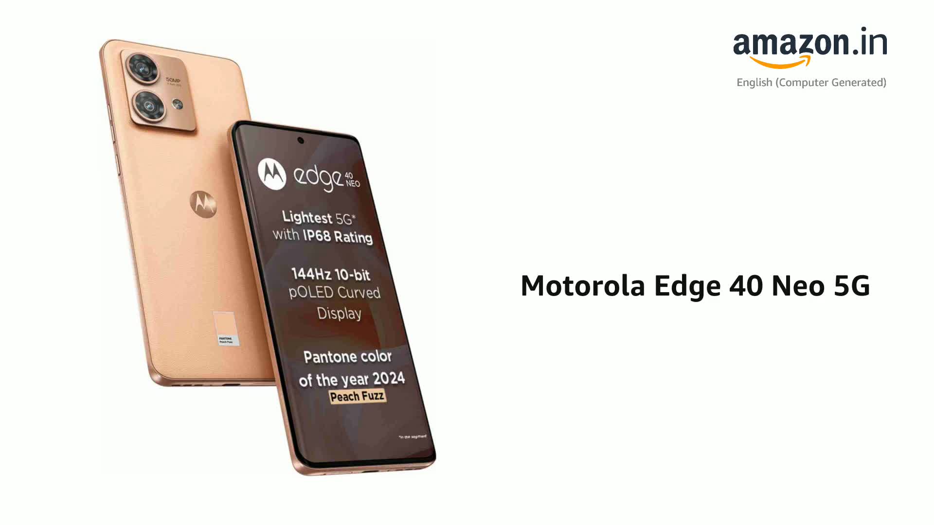 Refurbished) Motorola Edge 40 Neo 5G (Peach Fuzz, 8GB RAM, 128GB