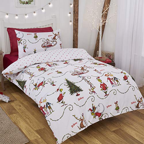 Dreamtex Juego de Funda nórdica y Funda de Almohada de la Serie Grinch Classic.