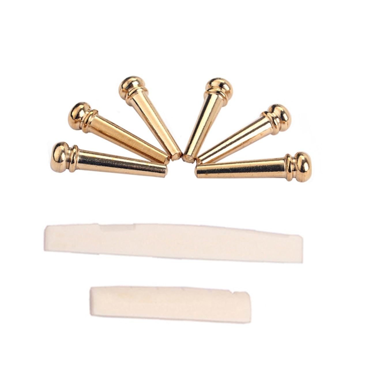 VICASKY 6 String Folk Guitar Saddle Nut Brass Guitar Bridge Bovine Bone Replacement Kit Parts