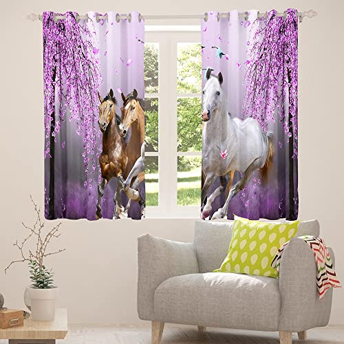 Cortinas de caballo morado lavanda para decorar la sala de estar de las niñas 6