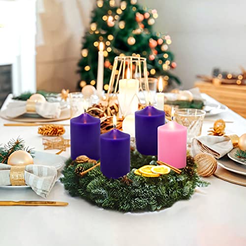 Missyo 2×3 Inches Advent Candle, 9 Purple 3 Pink Taperd Pillar Candles, Smokless And Dripless Fat Candles For Advent Christmas And Seasonal Celebration #TOP5