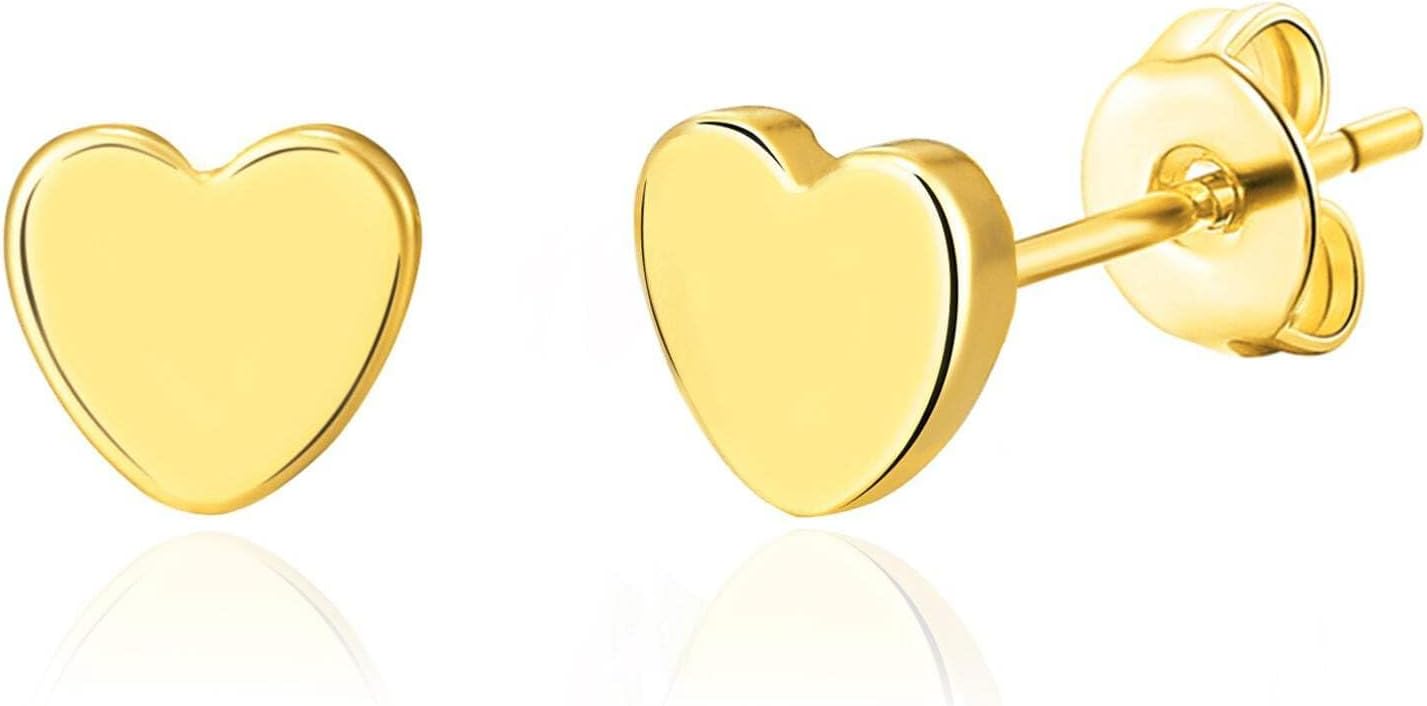 18k Gold Plated Heart Stud Earrings