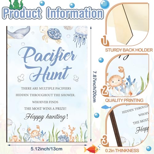 Image of Thyle 51 Pcs Under The Sea Pacifier Hunt Baby Shower Games Include Hunt Sign and 50 Acrylic Pacifiers for Ocean Animal Baby Shower Game Decoration Sets Gender Reveal Newborn Announcement Party Decor