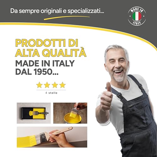 Boldrini Set mit 4 Pinseln mit Holzgriff für Wände, Holz und Eisen. Set 3-4-5-6 cm Made in Italy