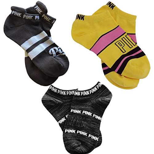 Victoria Secret Pink Ultimate No Show Socks Set Of 3 PINK LOGO