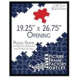 PFFO 19.25x26.75 Puzzle Frame, 1.25' Modern Flat Black Style, Clear Plexiglass, Strong Backing, Wall Hanging Hardware Included – Display for Puzzles, Art, Posters, or Pictures