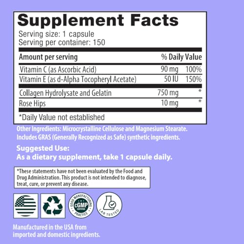 Sanar Naturals S242 Collagen Pills With Vitamin C, E - For Wrinkles, Hair, Skin, Nails, And Joint Health - Hydrolyzed Collagen For Women & Men, Collagen Peptides Supplement, 150 Capsules thumb #5