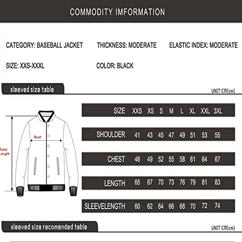 babyhealthy Men's Varsity Jacket Letter Print Causal Slim Fit Baseball Bomber Jacket Button Down letterman jacket 7