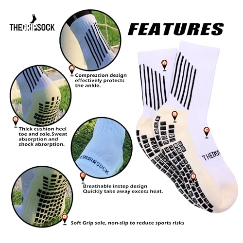 Youth Anti Slip Soccer & Trampoline Socks 4 pk ages 4-102