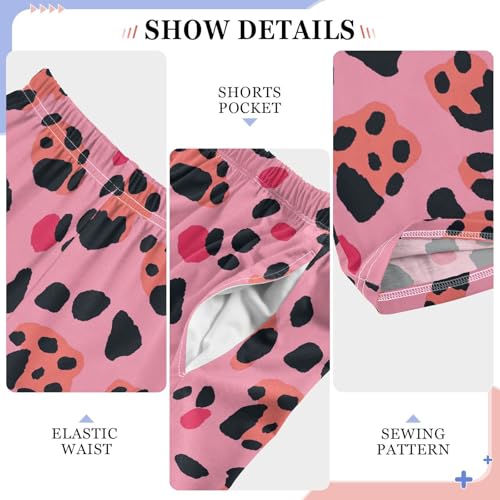 Boys' Pants Leopard Cute Cheetah Spots Pink Long Bottoms Jogger Pants Elastic Waist Trousers with Pockets S-XL4