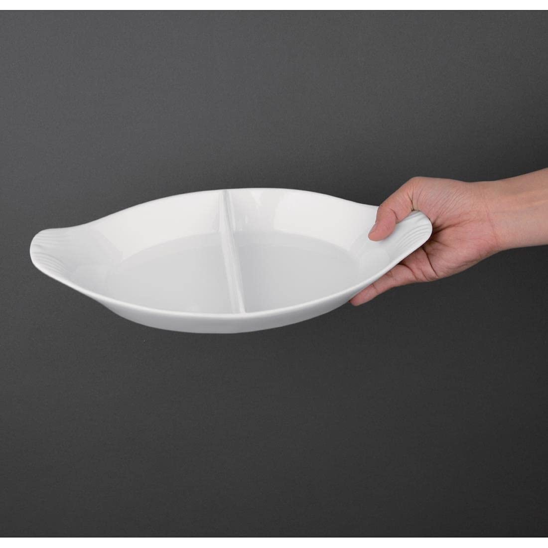 Olympia - Juego de 6 platos ovalados divididos (290 x 160 mm, porcelana)