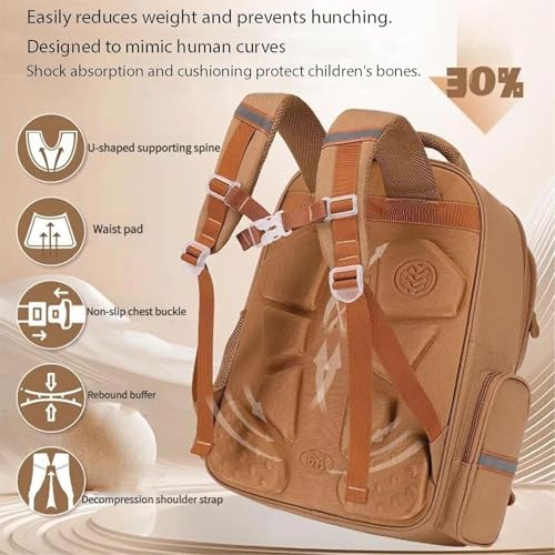 Capybara Backpack for Girls Boys, Widened Shoulder Straps, Ergonomic Design, Waterproof Fabric, Hollow and Breathable Design (Brown)2