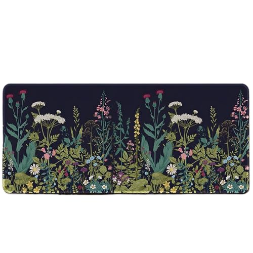 Tapis de souris floral étendu 32x12 pouces avec base en caoutchouc