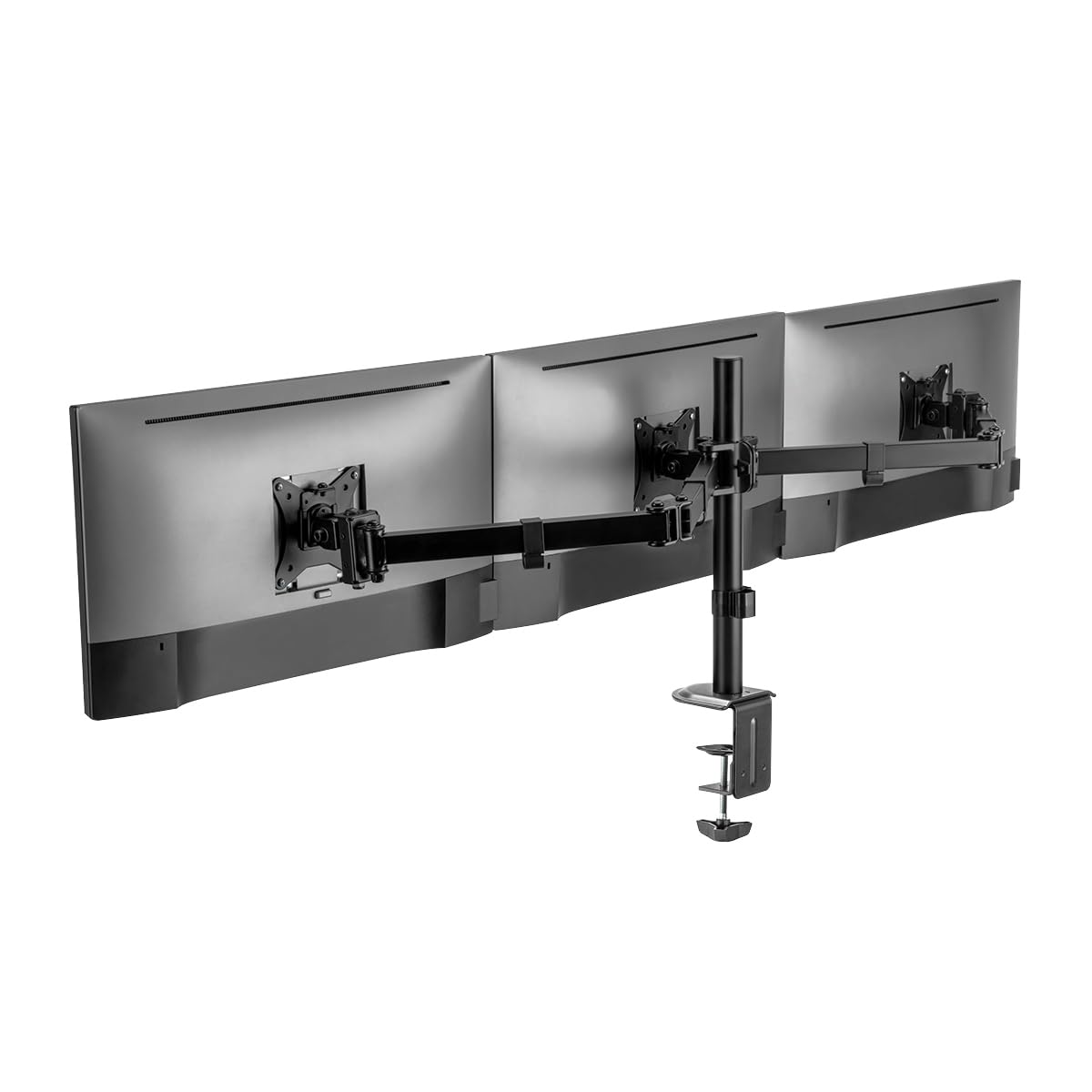 Supporto per monitor in alluminio per 3 monitor (17-27"), lunghezza braccio: 658 mm ciascuno